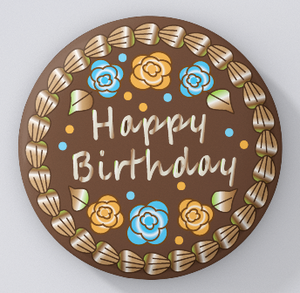 Chattacakes-Happy Birthday-Chocolate w Multi-Color Icing-magnets in bakery box