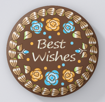 Chattacakes-Best Wishes-Chocolate w Multi Color Icing-magnets in bakery box