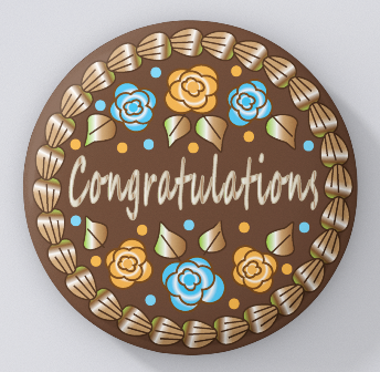 Chattacakes-Congratulations-Chocolate w Multi Color Icing-magnets in bakery box